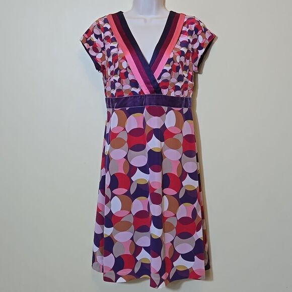 Boden Limited Edition Y2K Silk Babydoll Dress Size 6 Geometric Rockabilly Retro - Picture 1 of 16